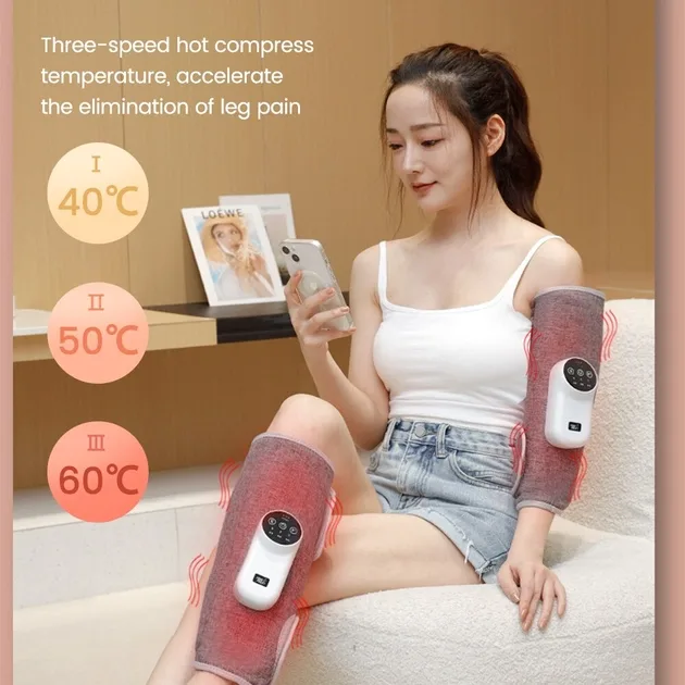 Беспроводной воздушно-компрессионный массажер для ног с подогревом PORTABLE CALF MASSAGER