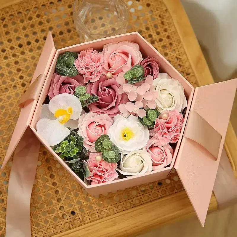 Подарочный набор роз Forever I love you в коробке, ручной работы, розовый