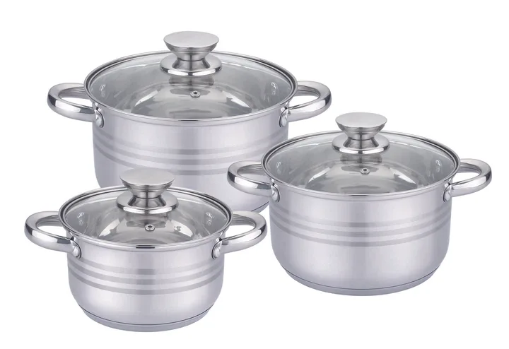 Cookware Set UNIQUE UN-5031 with Lids, Stainless Steel, Capsule Bottom, 6 pcs (2.1/2.9/3.9 L)