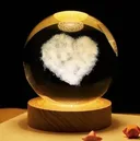 Фото 1 — Нічник 3D кришталева куля "Серце" світлодіодний