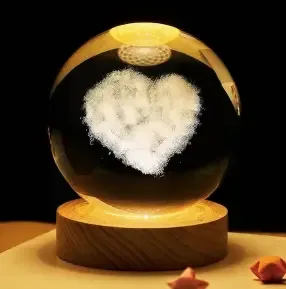 Нічник 3D кришталева куля "Серце" світлодіодний