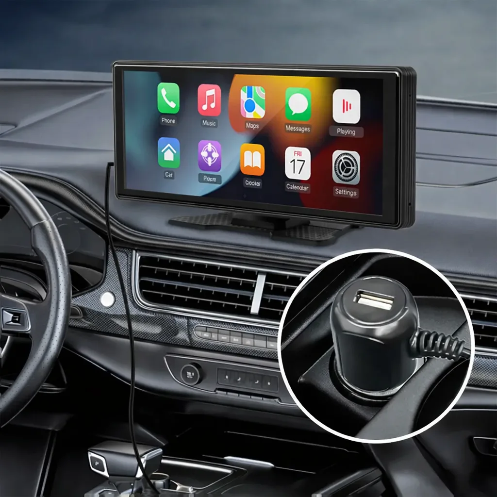Автомобильный сенсорный дисплей 10" с камерой, CarPlay и Android Auto