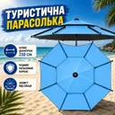 Фото 2 — Блакитна Парасолька туристична з чохлом 210 см / Восьмикутна парасолька для риболовлі, кемпінгу та пляжу