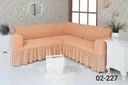 Photo 2 — Corner sofa cover with ruffle, Turkish stretch slipcover, peach