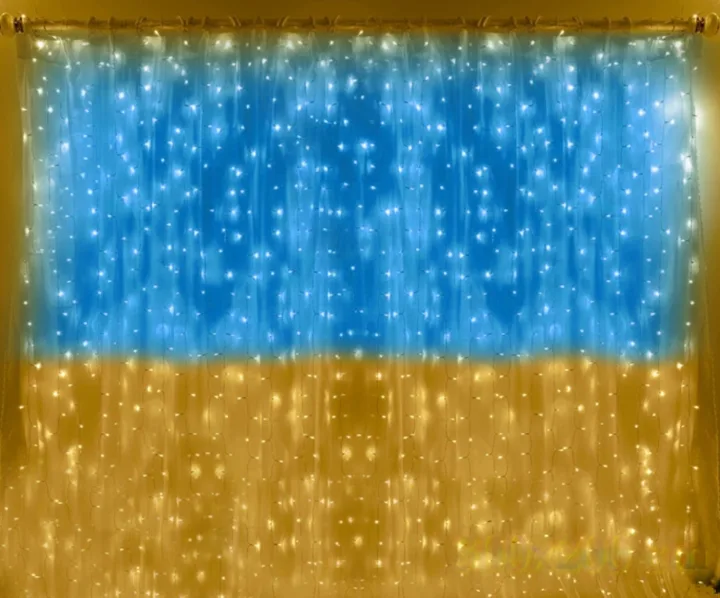 Гірлянда-штора Прапор України 3х3 м, 160 LED, класична, IP44