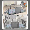Photo 2 — Kids playpen fence 125x125x63 cm with basketball hoop and toy pocket, gray