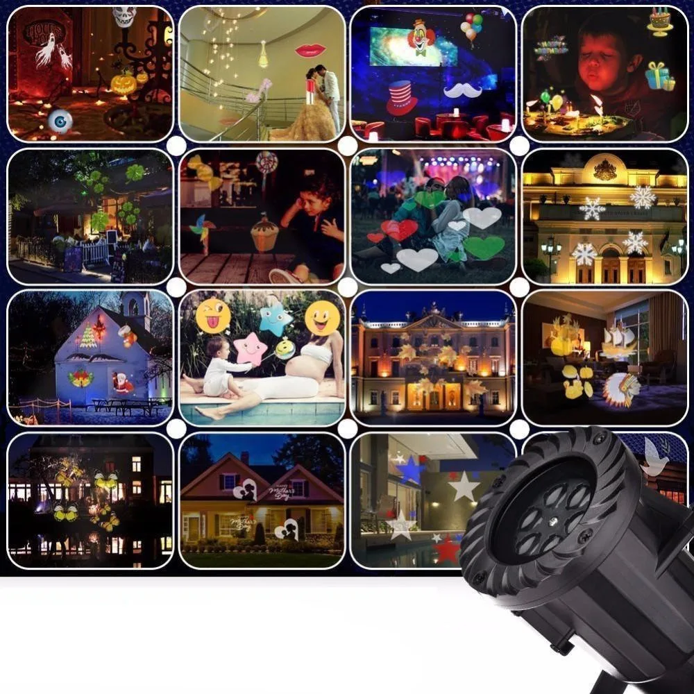 Лазерний проектор Christmas Laser Projector, 16 картриджів