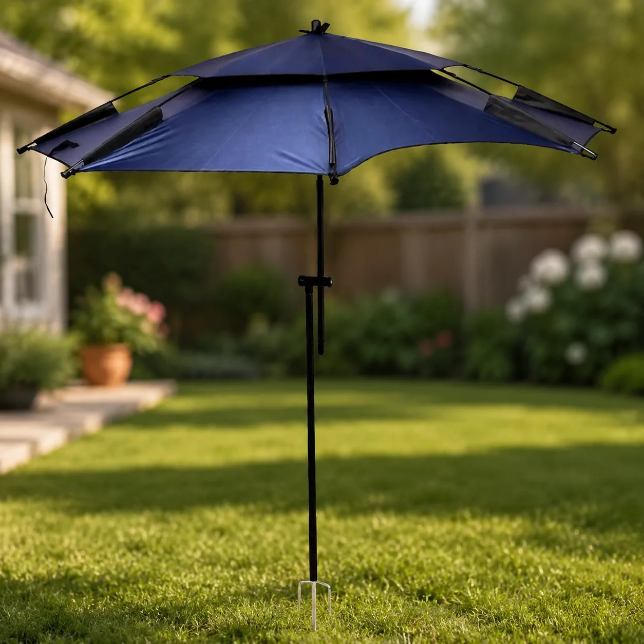 Парасолька пляжна садова рибальська Outdoor Umbrella 2.4 м, антивітер з нахилом, посилена