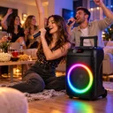 Фото 2 — Портативна Bluetooth-колонка Wireless Speaker TTD-1209 / Акустична система 12" з RGB-підсвічуванням 40 Вт + 2 бездротові мікрофони