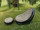 Фото 3 — Надувний диван-крісло з пуфом Air Sofa, велюрове, бежеве, + насос