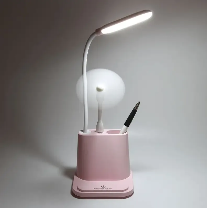 Акумуляторна настільна LED лампа Bionic Desk Lamp з USB виходом, органайзером та підставкою для смартфона, рожева