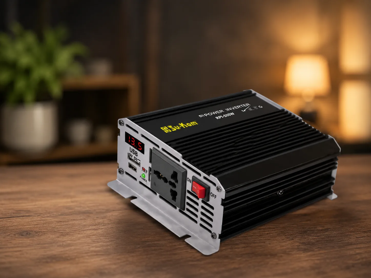 Перетворювач напруги SU-KAM RPI 500W з вольтметром, автомобільний інвертор 12-220 В