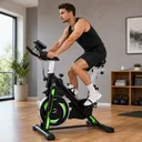 Фото 2 — Велотренажер Everfit Spin Bike 118 зелёный, с подстаканником и ЖК-дисплеем