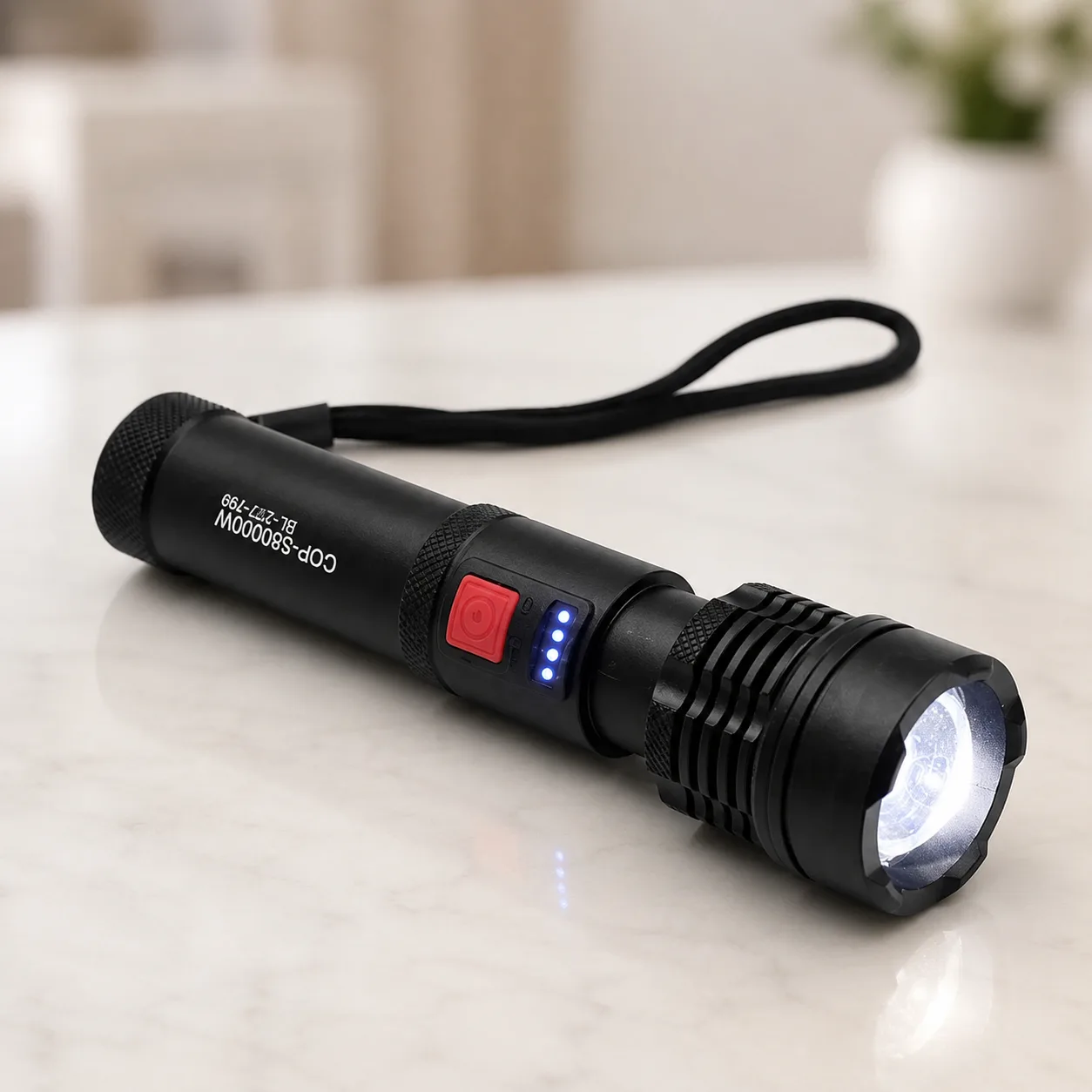 Handheld flashlight BAILONG BL-X72-P90 / Water-resistant shockproof rechargeable handheld flashlight / LED flashlight