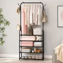 Фото 4 — Вішалка для одягу з полицями для взуття Clothes Rack Up, чорна, 170x60x26 см