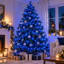 Фото 2 — Гірлянда-нитка 180 LED, синє світло / Гірлянда Xmas зелений провід / LED-декор 220В