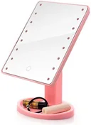 Фото 1 — Дзеркало для макіяжу з LED підсвічуванням Magic MakeUp Mirror, рожеве