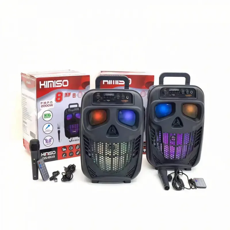 KIMISO QS-1803 wireless Bluetooth speaker, 8-inch bass driver, microphone, RGB lighting