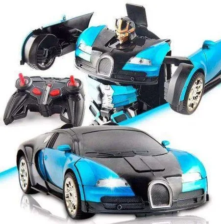 Машинка-трансформер Bugatti Robot Car, 18 см, синя, з пультом