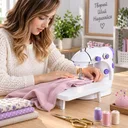 Фото 2 — Міні швейна машинка Sewing Machine 202A з педаллю / Швейна машинка FHSM 202 A з дошкою від мережі та батарейок