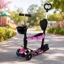 Фото 1 — Самокат триколісний рожевий 5 в 1 з колесами, що світяться, і батьківською ручкою