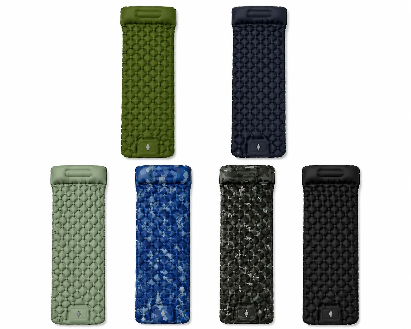 Inflatable camping mattress with pillow, 190x60x5 cm, with cover