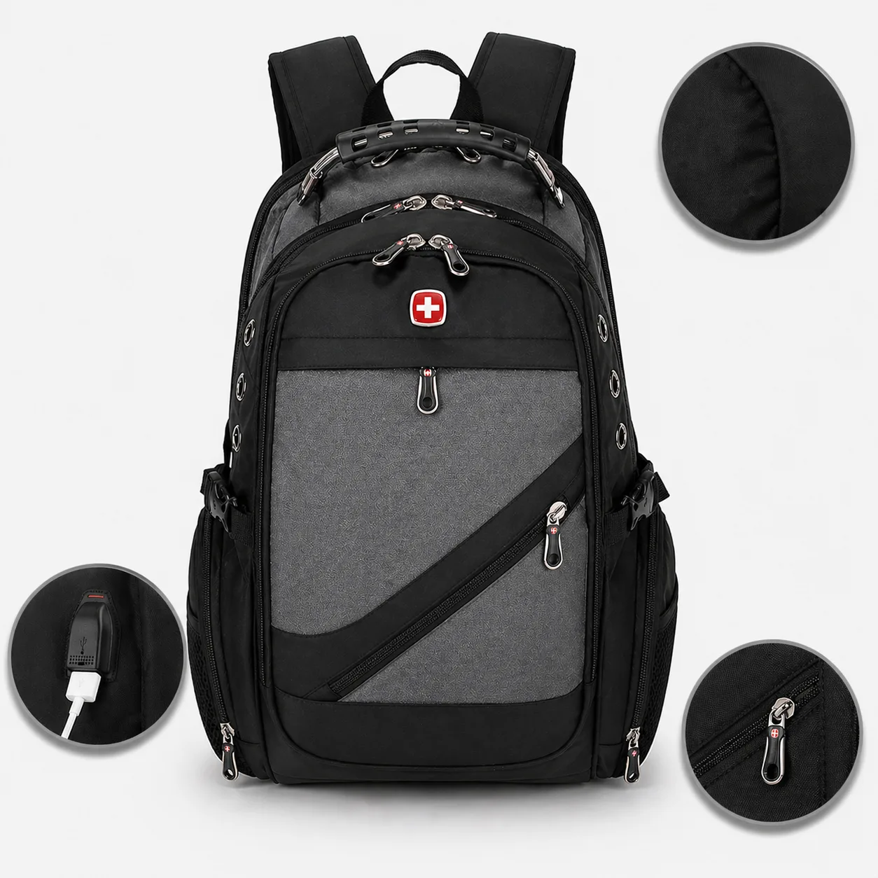 Рюкзак SwissGear 8810 для ноутбука, туристичний, сірий