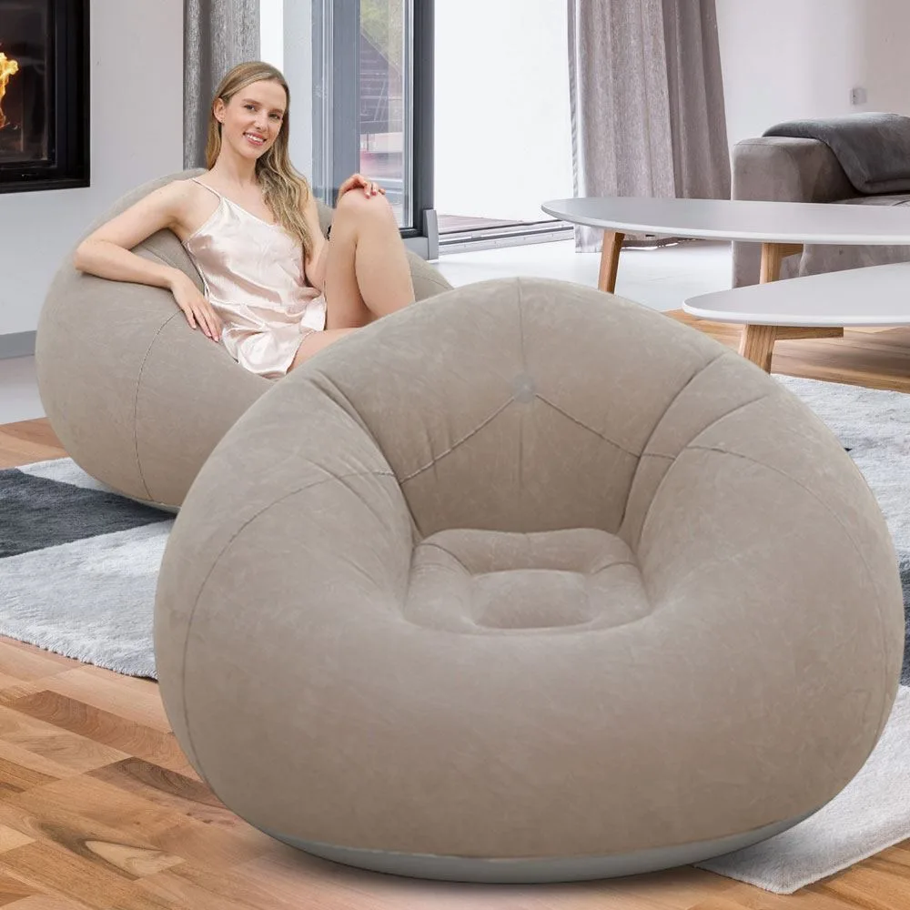 Крісло-пуф надувне Inflatable Sofa (крісло-мішок) 110×110×85 см, бежеве
