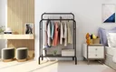 Фото 5 — Двойная стойка-вешалка для одежды с полкой для обуви Double Floor Hanger, чёрная, 110х150х57 см