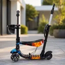 Photo 3 — 3-wheel scooter 5-in-1, blue, with light-up wheels, seat and parent handle