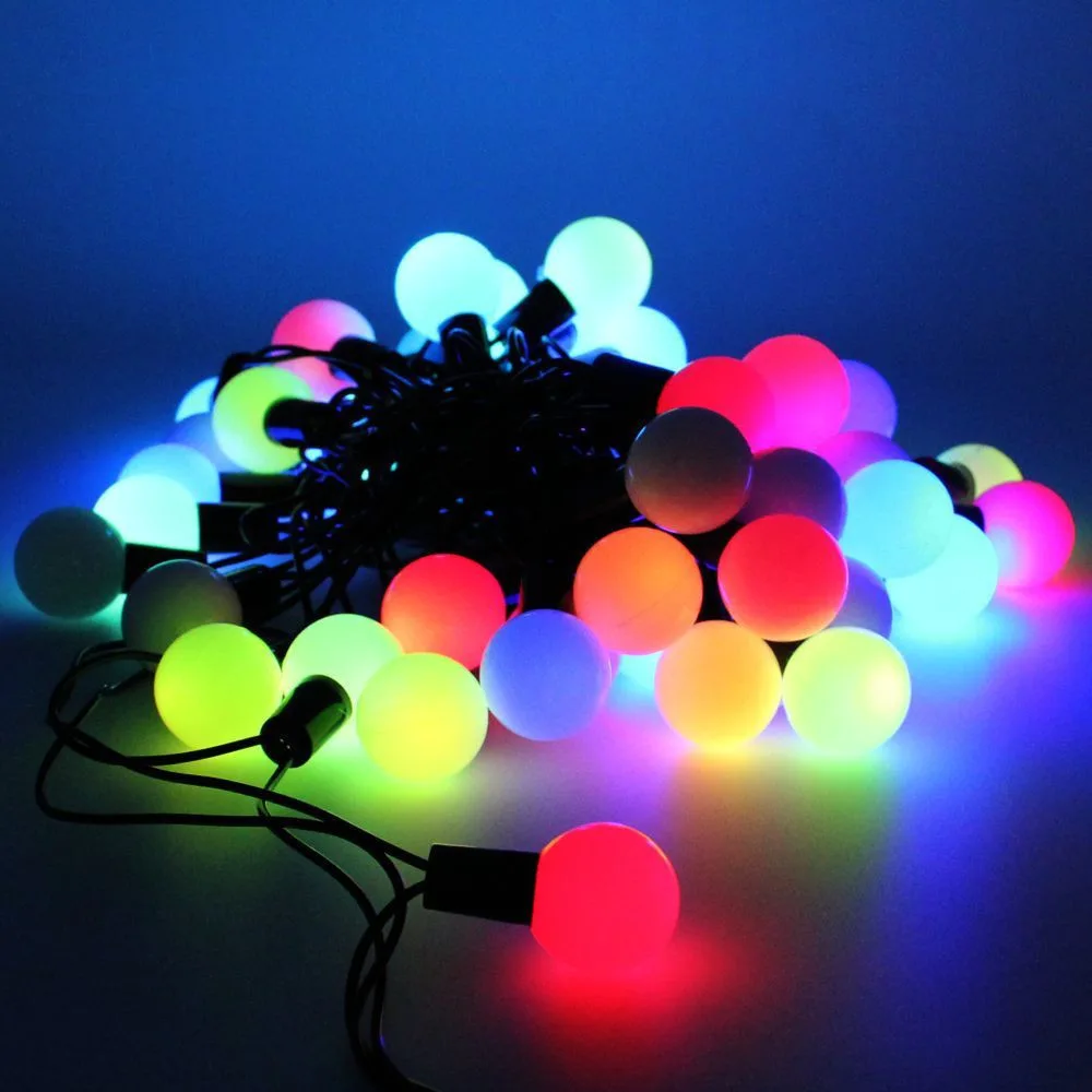 Гірлянда матова кулька 80LED 7м (флеш) RGB, вулична