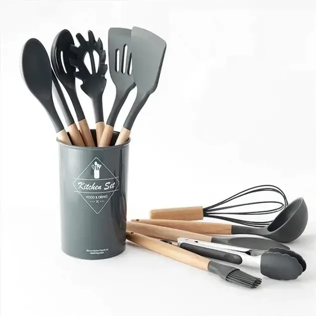 Набор кухонных принадлежностей силиконовый Kitchen Set RB-2239, серый, 12 предметов