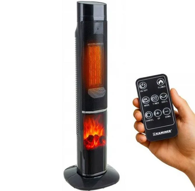 Тепловентилятор колонний Teesa 2000W з імітацією каміна
