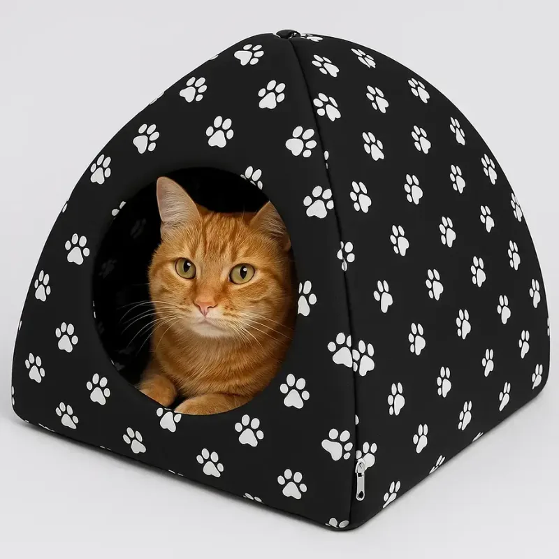 М'який будиночок для собак і кішок YU227 Pet Hut White, складаний, 35×40 см