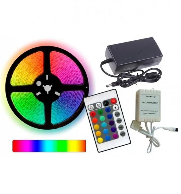 Світлодіодна стрічка багатобарвна RGB 3528, 5 м, з пультом