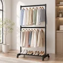 Photo 1 — Floor-standing clothing and shoe rack on wheels AND 6009B