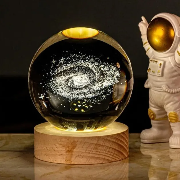 Нічник 3D кришталева куля "Супутник" світлодіодний