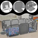 Photo 3 — Kids playpen fence 125x125x63 cm with basketball hoop and toy pocket, gray