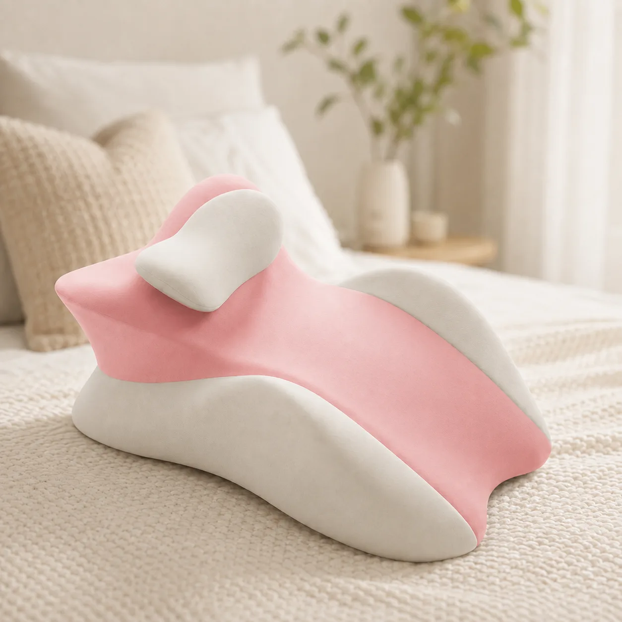 Ортопедична подушка Relax Pillow pillow-06, клиноподібна, з поліестеру, рожева