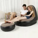 Фото 2 — Надувний диван-крісло з пуфом Air Sofa, велюрове, бежеве, + насос