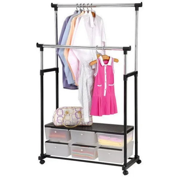 Телескопическая стойка-вешалка для одежды Double Pole Clothes Horse