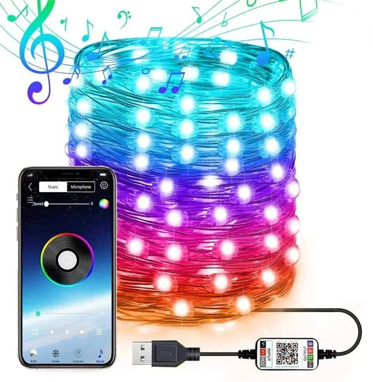 Гірлянда світлодіодна розумна Encora Xmas Lights, 100 LED, 10 м, керування Bluetooth