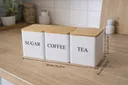 Фото 4 — Набір банок для зберігання Sugar/Coffee/Tea з бамбуковими кришками та підставкою