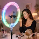 Фото 2 — Кільцева лампа 56 см RGB RD-22 Crystal Diamond Lamp / Двостороння кольорова лампа для селфі / Лампа блогера