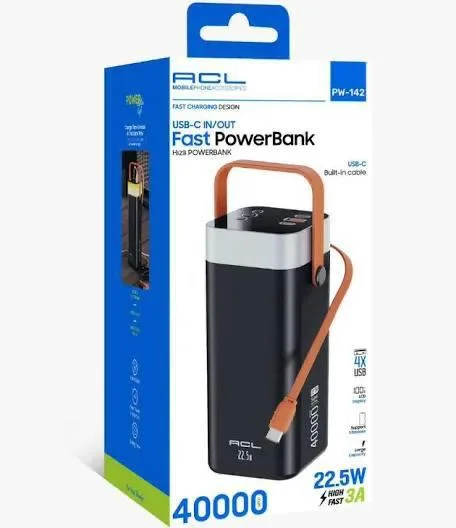 Павербанк ACL PW-142 Fast PowerBank, 40000 мА·год, USB-C, 22.5W