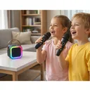 Фото 2 — Дитяче міні-караоке K12 з 2 бездротовими мікрофонами, LED підсвічування, чорне