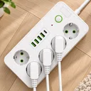 Photo 2 — Белый Сетевой фильтр на 5 розеток HG-2505 / Удлинитель на 3м 4×USB+Type-C черный / Фильтр сетевой 2500Вт