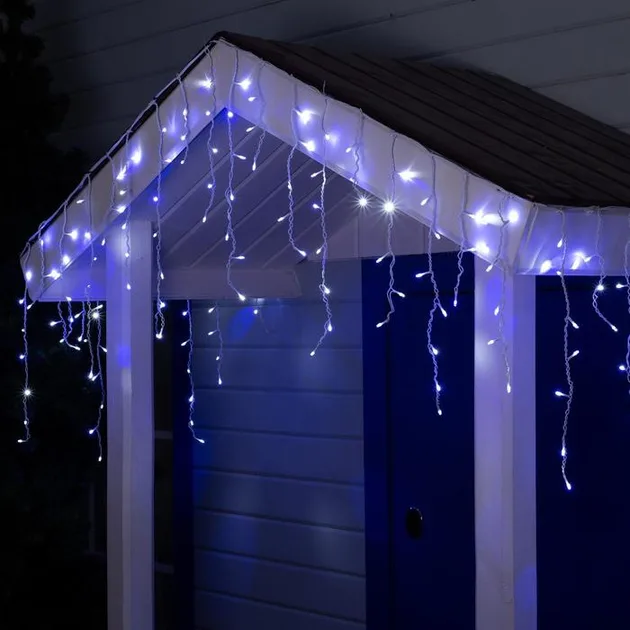 Гирлянда новогодняя бахрома, 120 LED, синий, прозрачный провод, 3х0.5 м