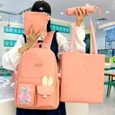 Photo 4 — School Backpack Set 4-in-1 (backpack, shopper bag, purse, pencil case), sequin teddy bear, pink