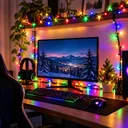 Фото 2 — Гірлянда "Роса" 60 м 600 LED Мульті  / Гірлянда з USB та пультом ДУ, зелений дріт